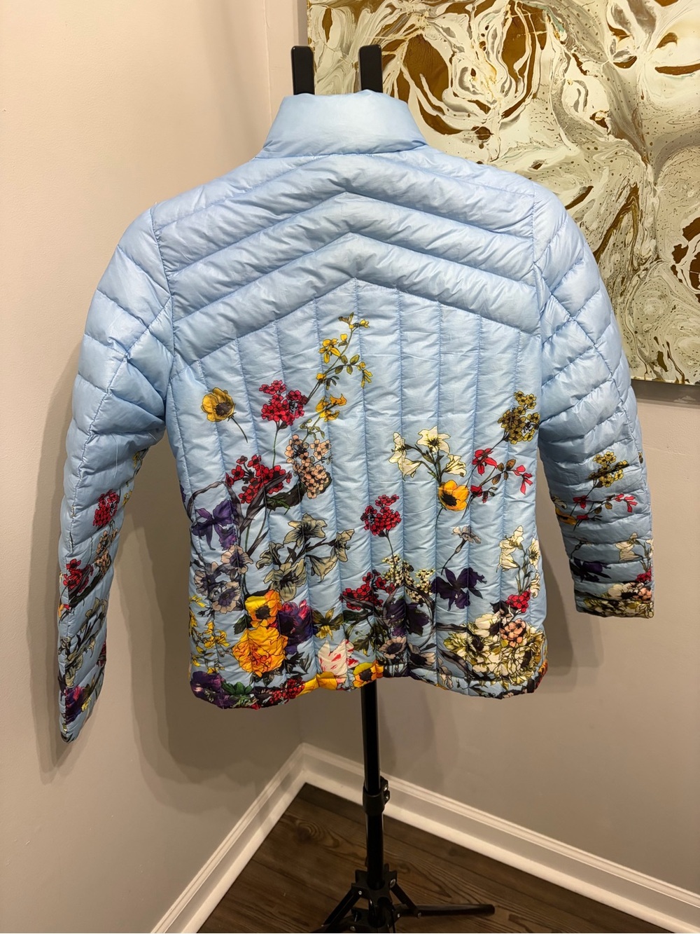 Rokk Norway Floral Ultra-Lightweight Down Puffer Jacket - Women's Size S - Picture 2 of 4